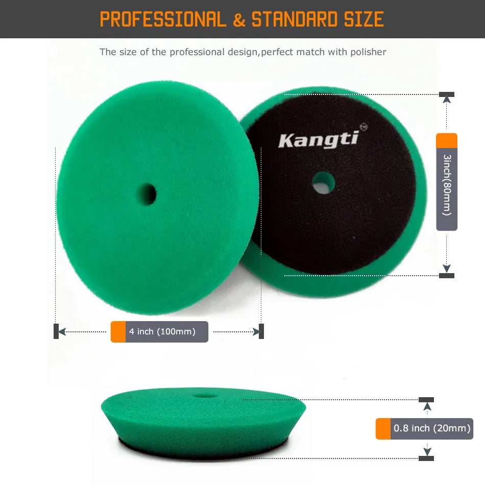 Kangti Car Polishing Pad Kit 3 Inch Self-Adhesive Buffing Wheel Car Detailing Waxing Sponge Pads Auto Care Cleaning Tool