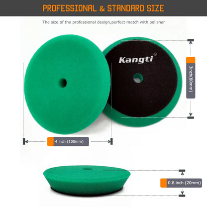 Kangti Car Polishing Pad Kit 3 Inch Self-Adhesive Buffing Wheel Car Detailing Waxing Sponge Pads Auto Care Cleaning Tool