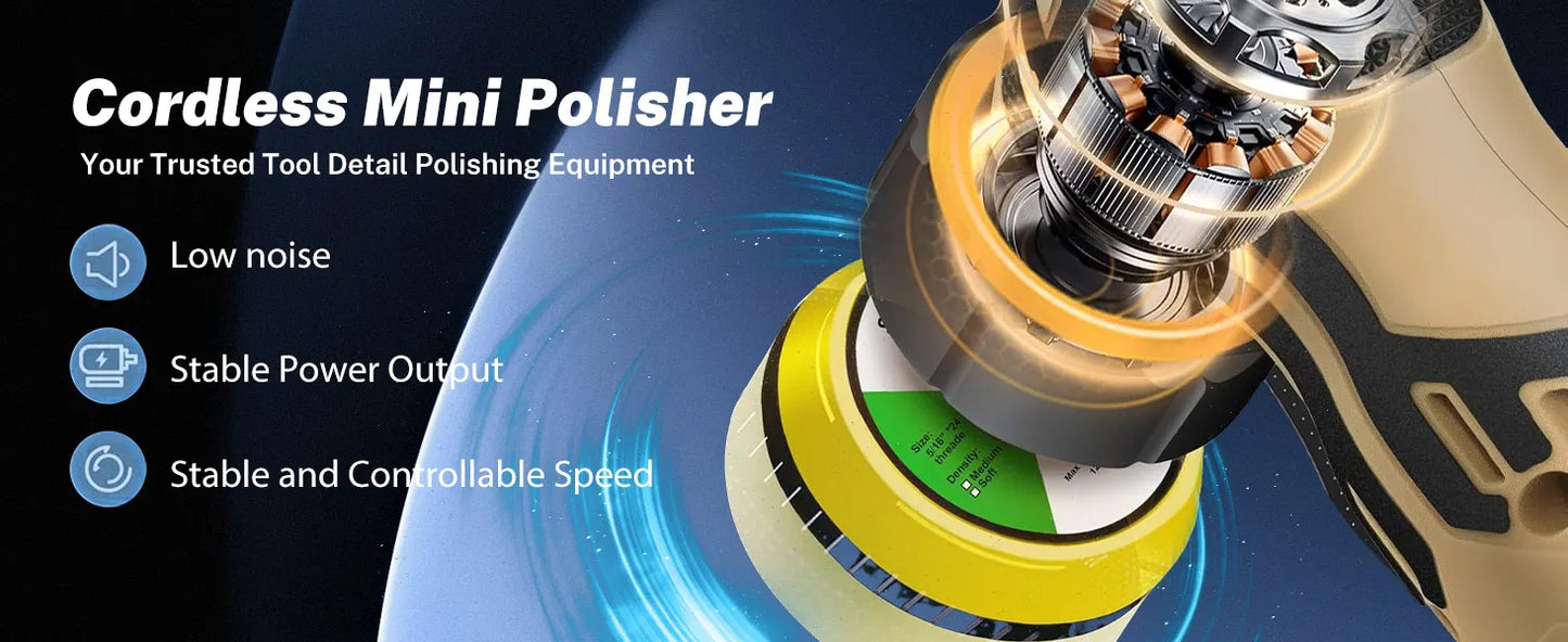 12V Car Waxing Polishing Sanding Machine Wireless Car Paint Scratch Repair Windscreen Glass Oil Film Remove Machine Leather Care