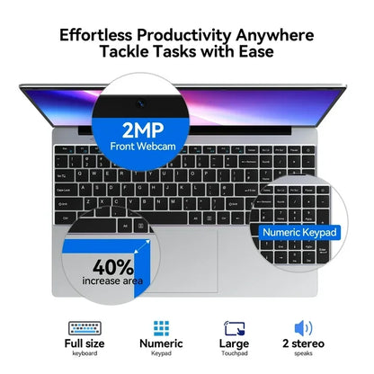 2026 LENO 15.6" Laptop Windows 11 32GB 2TB Intel Core i9 9900 1920*1080 HD Gaming Computer PC Gamer office Ultra Slim Notebook