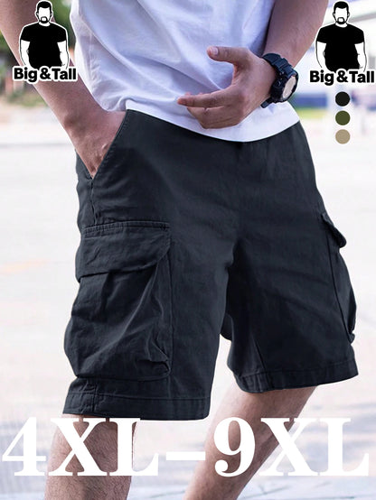 Men's plus Size Casual Work Shorts Trendy Comfortable 4XL-9XL Loose Fit Utility Pants for Big And Tall Men