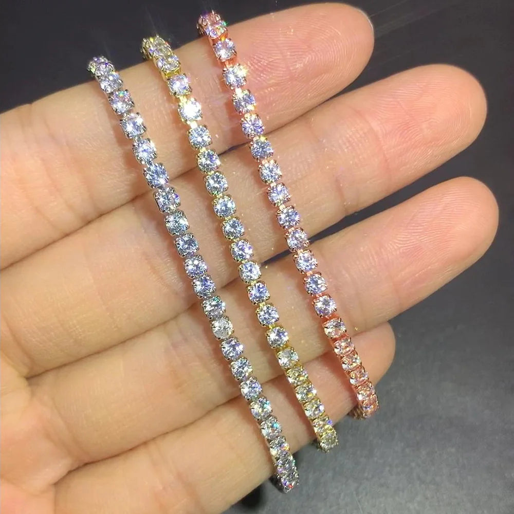 Fashion Multicolor Tennis Bracelet for Women 2.5/3/4/5mm Zirconia Charm Designer Tennis Chain Men Bracelet Wedding Jewelry KC128