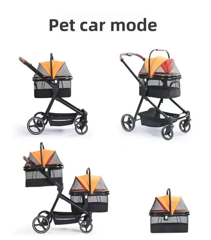 Portable pet stroller, dual-mode stroller that can carry both pets and babies at the same time, multifunctional and foldable,  pet carrier