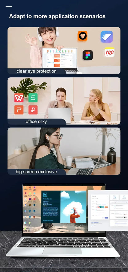 2026 Portable Windows 11 Pro Laptops Intel Core I7 8650U 16GB RAM 1TB SSD Office Gamer Study Notebook Computer PC