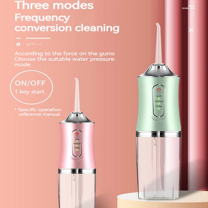 Portable Oral Irrigator Dental Water Flosser USB Rechargeable Water Jet Floss Tooth Pick Tip 220ml 3 Modes Teeth Cleaner