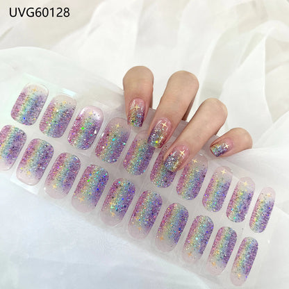 20/22Tips UV Semi cured Gel Nail Stickers Waterproof Long Lasting Full Gel Nail Wraps Press On Nail Decal DIY Manicure