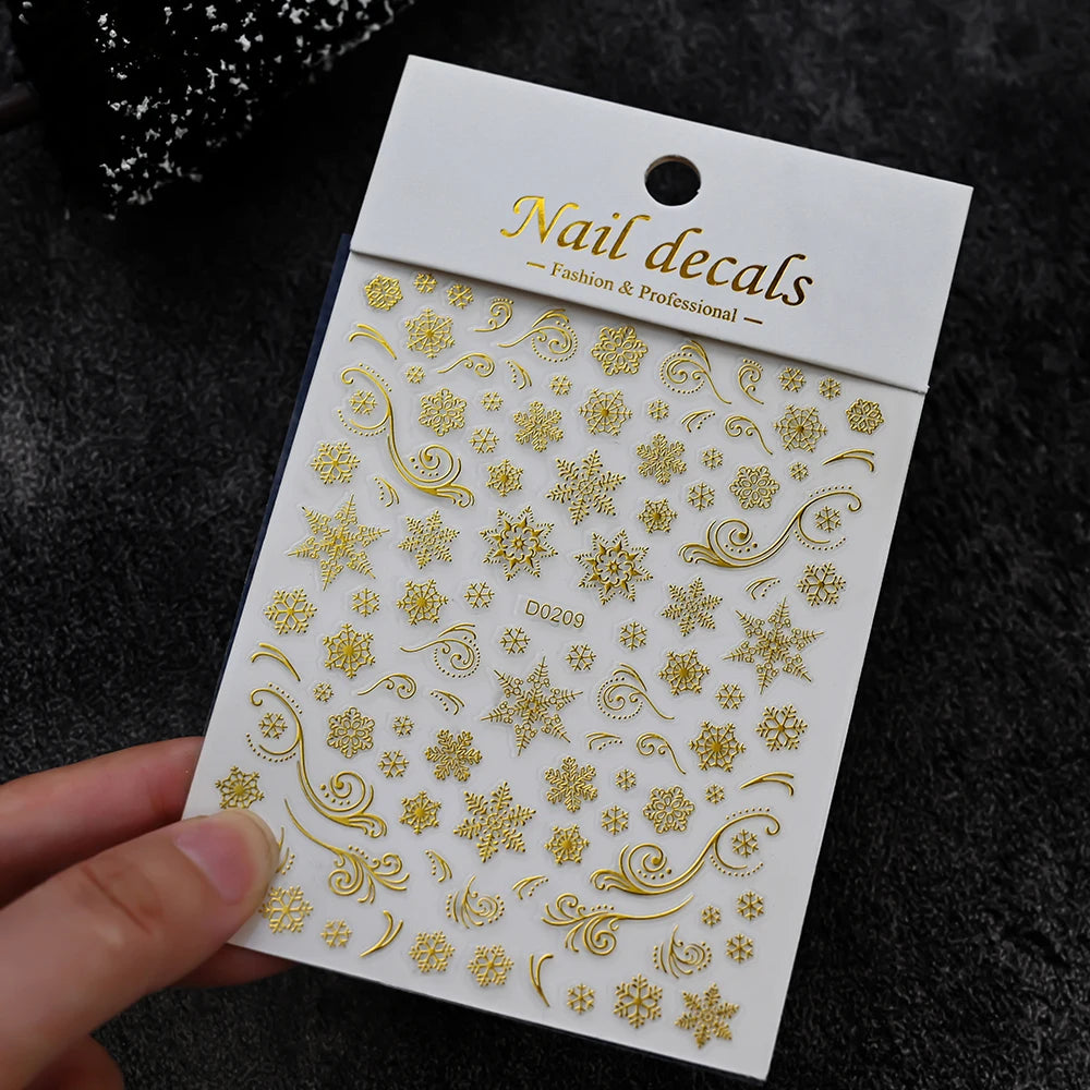 Winter Christmas Atmosphere Nail Stickers Snowman Snowflake Wapiti Self-adhesive High Quality Cute Nail Stickers Nail Art Deco