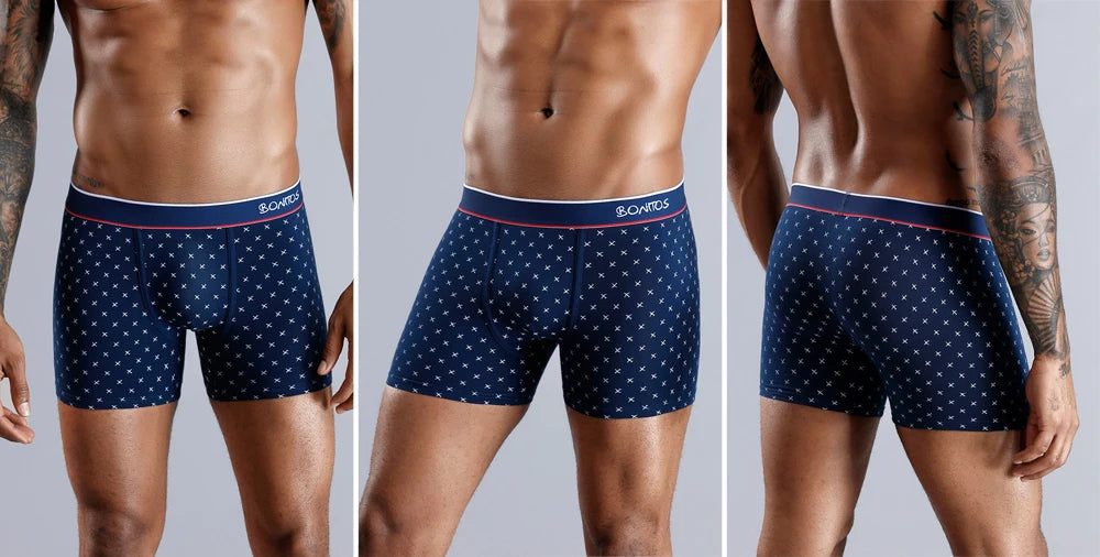 4pcs Cotton Boxer Shorts Soft Men's Panties BONITOS Letter Waistband Men Underpants Boxer Briefs Sexy Underwear for Man Boxers