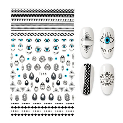 Black and White Love Flowers Line Art 3D Stickers Nail Decals Nail Art Accessories Butterfly Rose Nail Stickers Nail Sliders