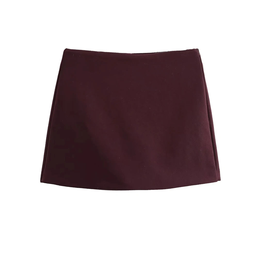 High Waist Solid Skort for Women Fashion Side Zipper Female Shorts Skirts Mujer