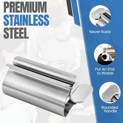 Bathroom Accessories Toothpaste Squeezer Tube Roller Stainless Steel Wringer Roller Rotate Dispenser for Ointments Cosmetics