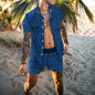 2024 Summer Men's Fashion Leopard Print Short Sleeve Shirt And Shorts Set Beach Style T Shirt Breathable Shorts Two Piece Set