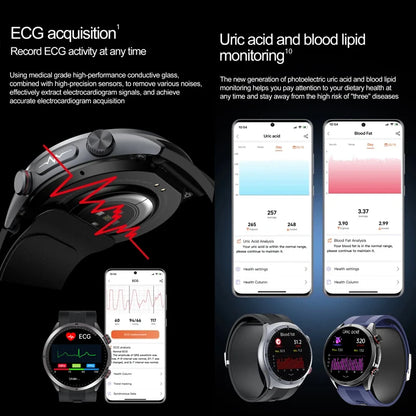 Sapphire Glass AMOLED Blood Pressure Smart Watches ECG Blood Oxygen Blood Pressure Air Pump Sport Health Tracking Smartwatch NFC