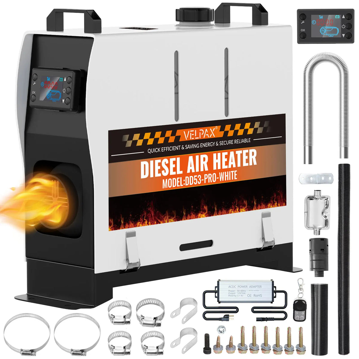 8KW Portable Diesel Heater with LCD Remote Control Adjustable Temperature 18-40℃ for Motorhome Boat And Home Use