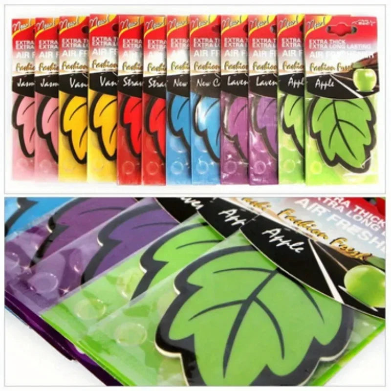 60/120/240/360/600pcs Leaf Shape Car Air Freshener Natural Scented Tea Paper Auto Hanging Vanilla Perfume Fragrance