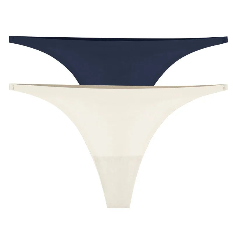 1-6pcs Seamless Panties Ice Silk Seamless Panties For Women Soft Thin Thongs Woman Satin Underwear Female Bikini String Panties