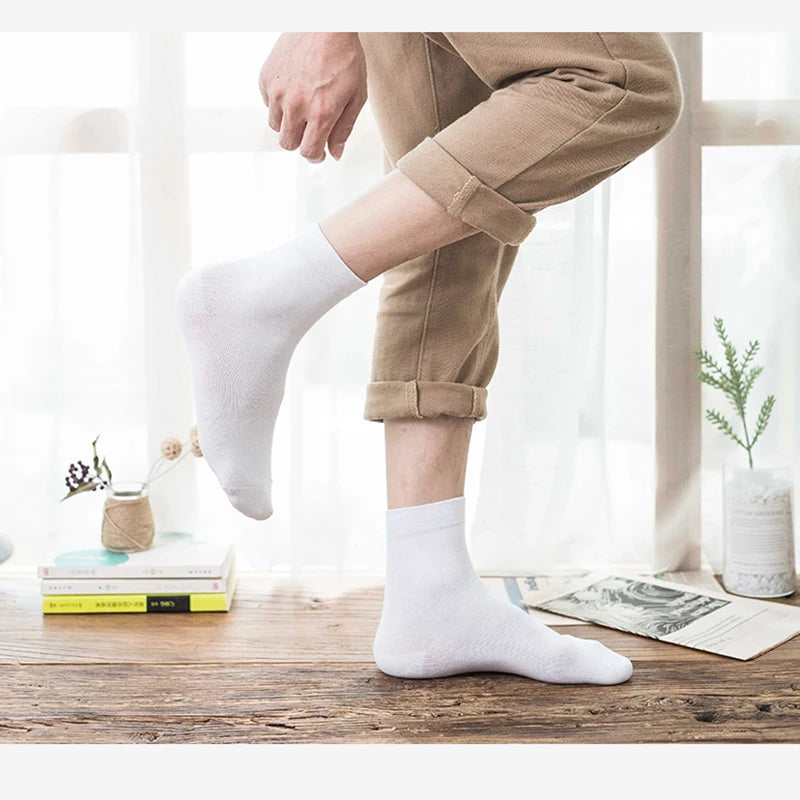 10 Pairs/Lot New Men's Cotton Socks New Styles Black Business Men Socks Soft Breathable Autumn Spring for Male White