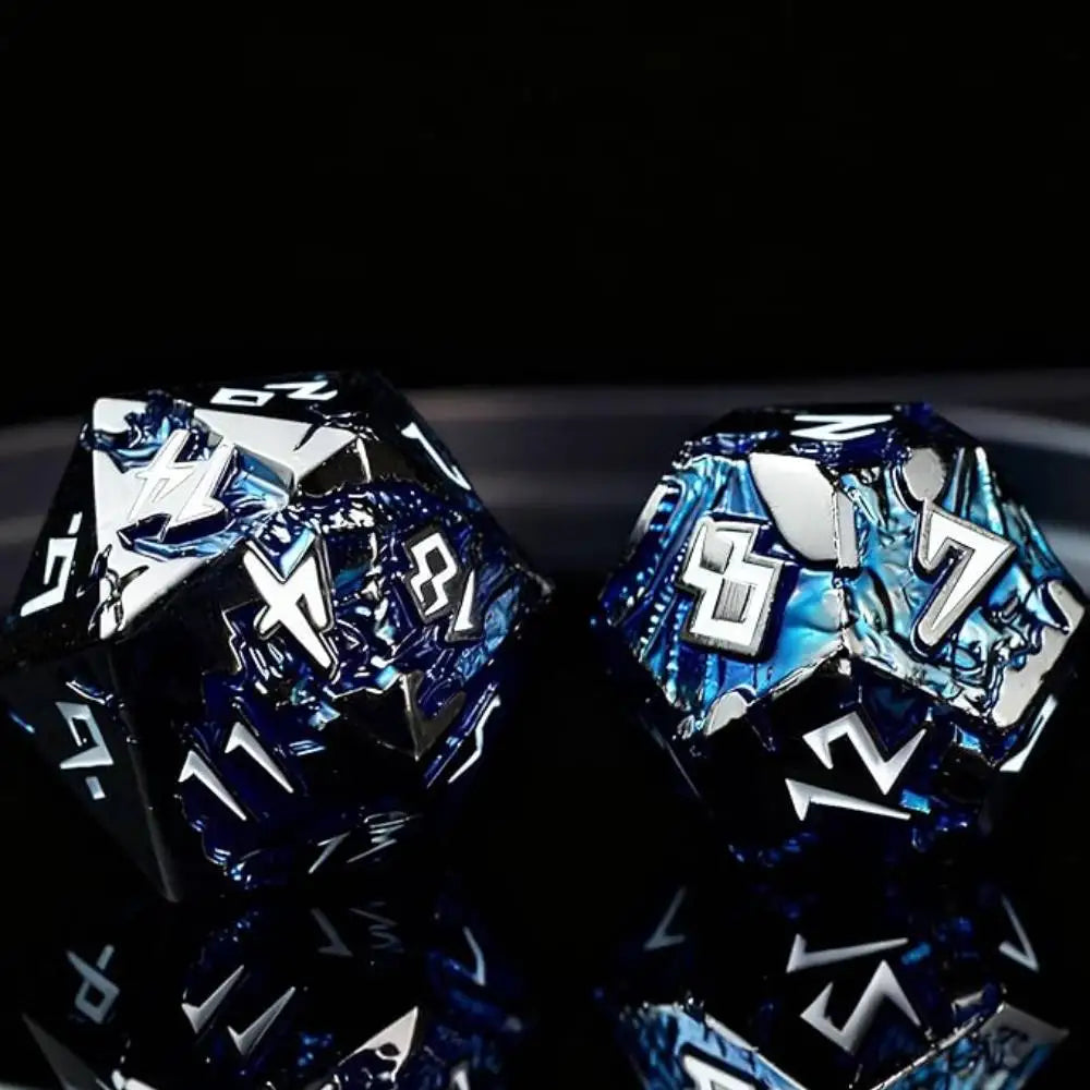 D&D Dice 7 Die Metal DND Dice Set, Weighted Metallic for Dungeons and Dragons Dice Set, Polyhedral D and D Dice Roleplaying Cube