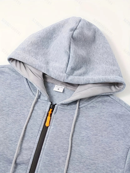 Men Autumn and Winter New Hoodies Long Sleeve Sweatshirt Pocket Zipper Design Hooded Sweatshirt Men Sportswear Casual Jacket