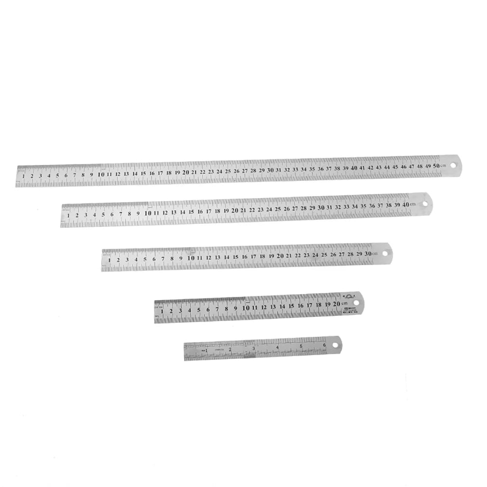Metal Scale Stainless Steel Straight Ruler Measuring Stationery Drafting Accessories Hand Measuring Tool School Office Supplies