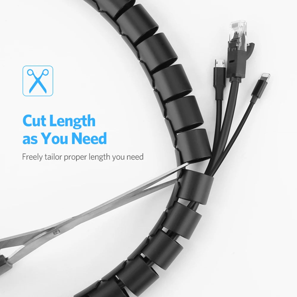 1/3/5/10 Meter 8/12/16/22/28/32/42mm Line Flexible Spiral Cable Organizer Storage Pipe Cord Protector Management Cable PE Tube