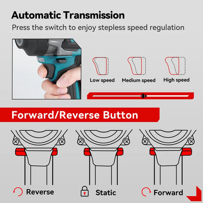 ONEVAN 2800N.M Brushless Cordless Electric Impact Wrench High Torque Screwdriver Drill Power Tool For Makita 18V Battery Pin
