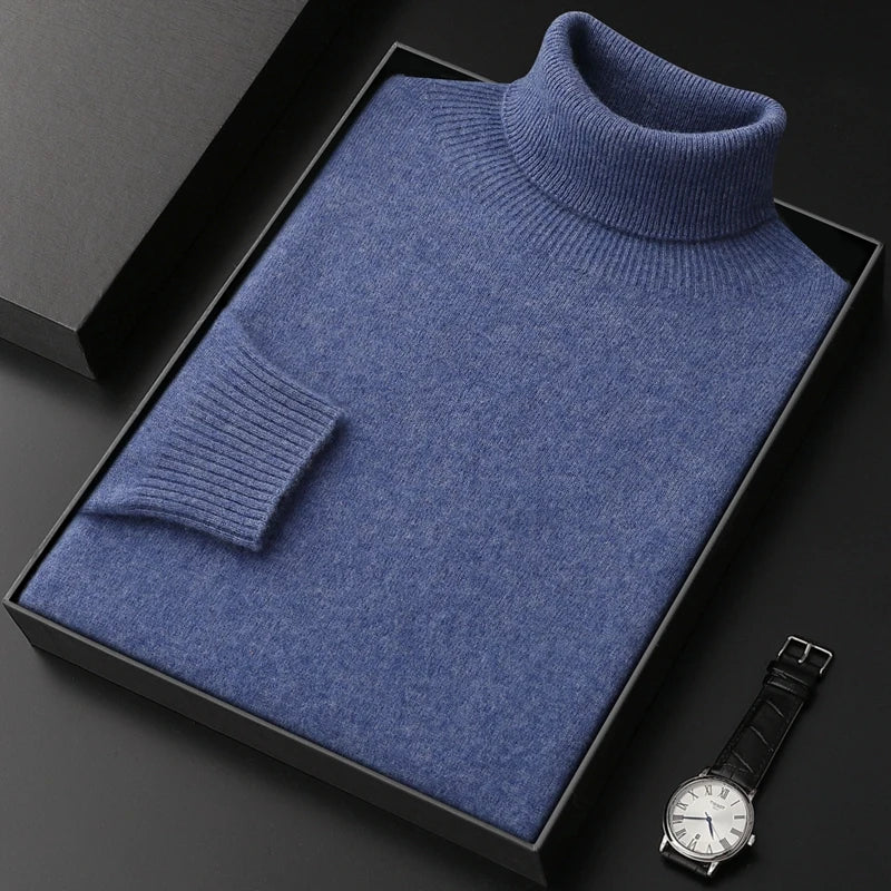 Men's Turtleneck 100% Cashmere Sweater Autumn Winter Basic Long Sleeve Pullover Cashmere Knitwear Soft Warm Comfy Clothing