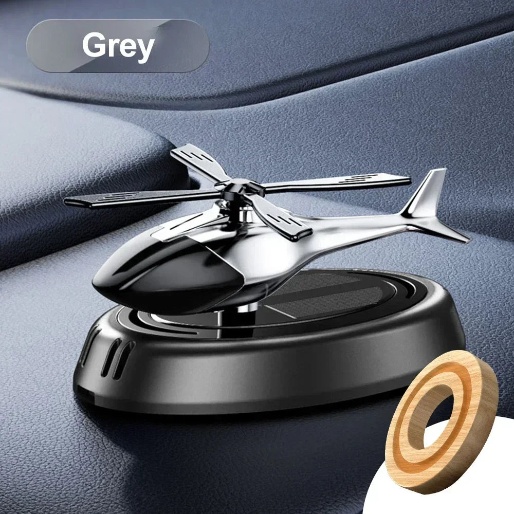 Helicopter Propeller Solar Air Freshener - Styling Car Interior Decor Aromatherapy Diffuser with Rotary Perfume, Solar Powered