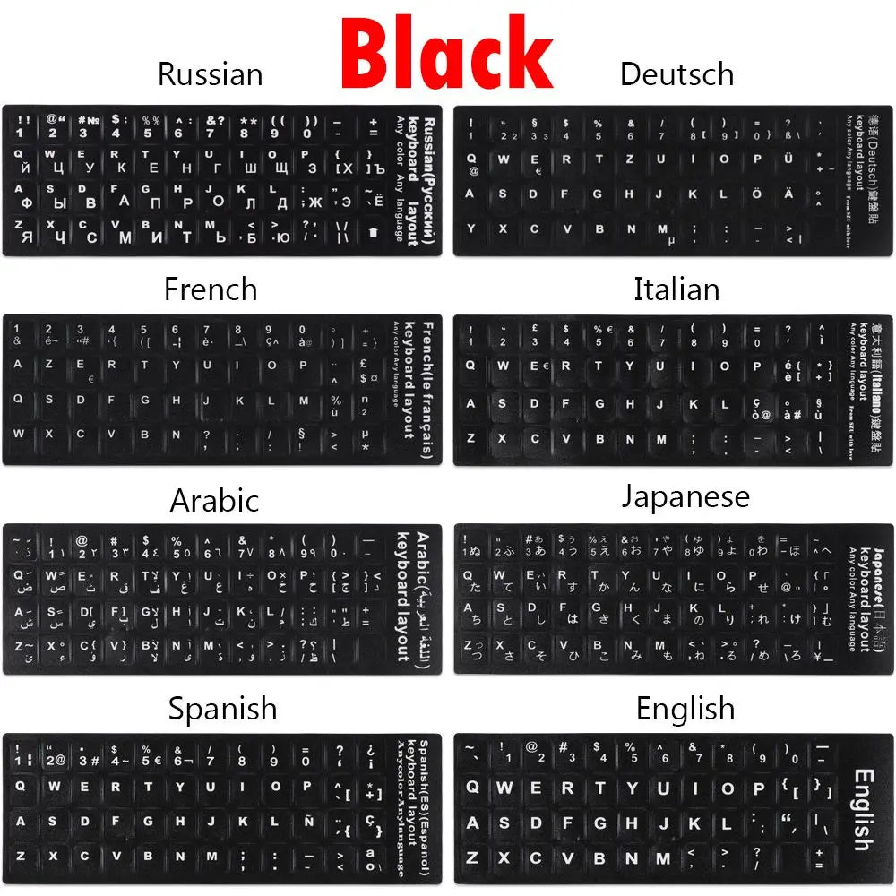 Non-slip English Arabic Keyboard Stickers Wear-resistant Laptop Keyboard Stickers Russian Letter Deutsch Spanish Alphabet Layout