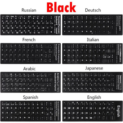 Non-slip English Arabic Keyboard Stickers Wear-resistant Laptop Keyboard Stickers Russian Letter Deutsch Spanish Alphabet Layout