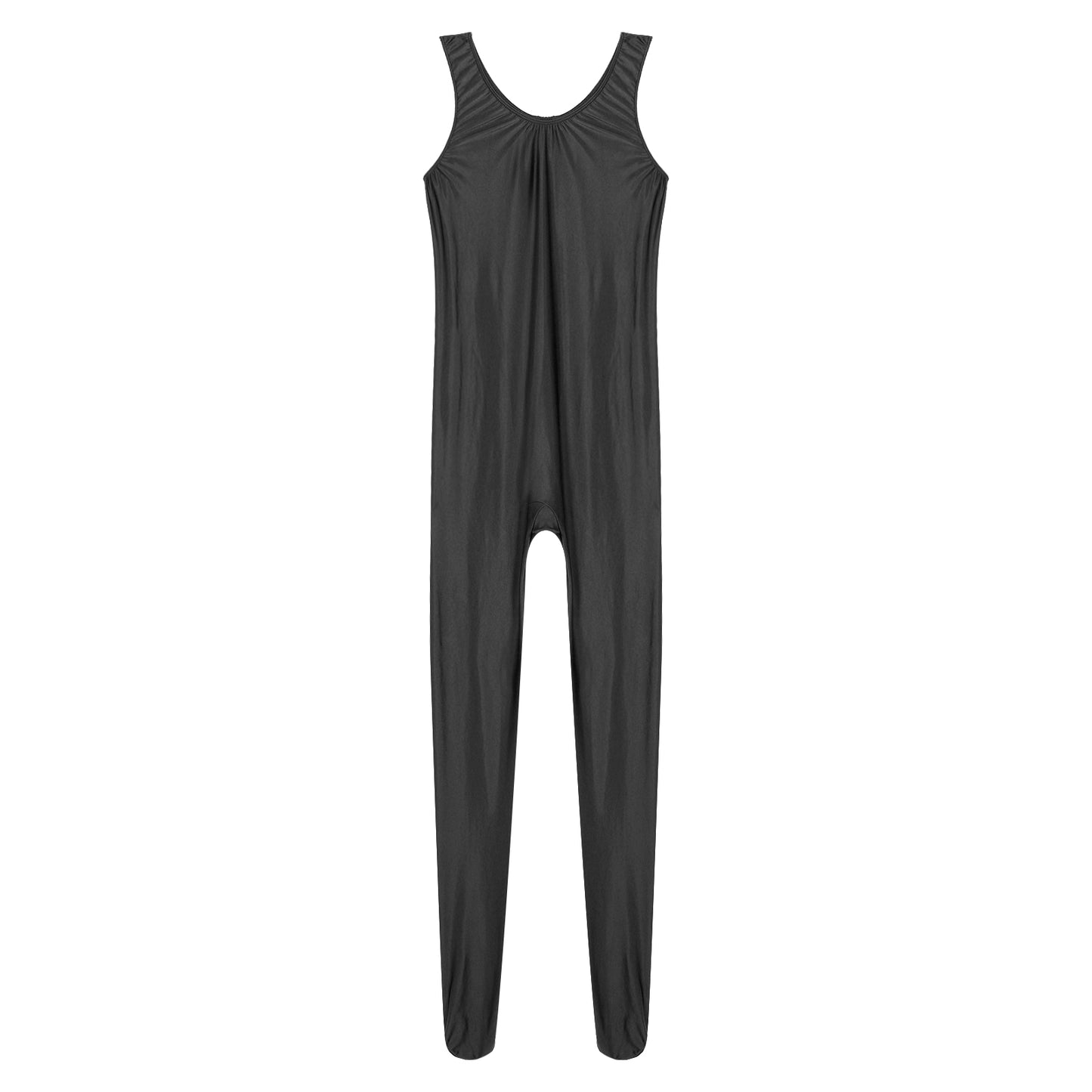 Women's Sleeveless Full Body Bodysuit Glossy Jumpsuit Gymnastics Fitness Swimming Leotard Pole Dance Costume Clubwear Lingerie