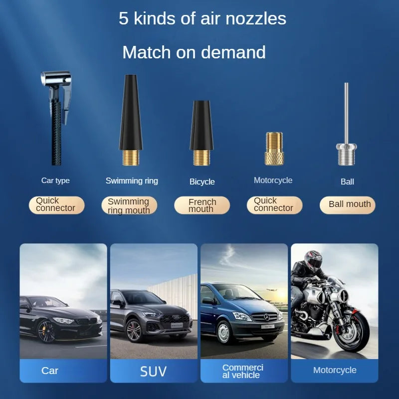 Wireless Air Pump 150psi Touch Screen/Key Portable Electric Tire Inflator For Car Bicycle Motorcycle Mini Air Compressor Injecto