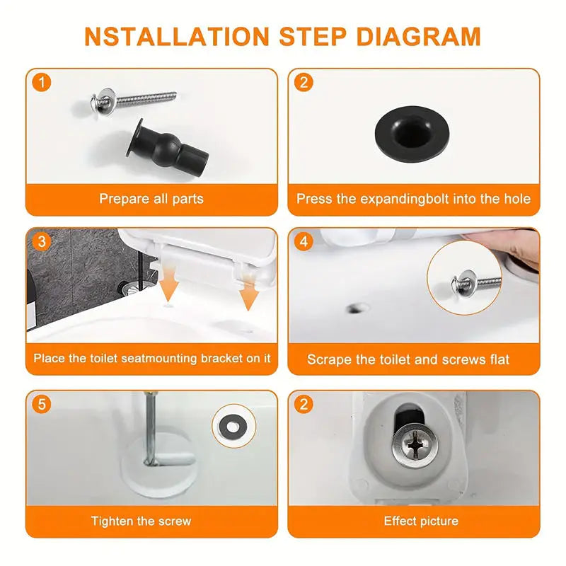 2pcs Expansion Screw Toilet Seat Top Fix Seat Hinge Hole Fixings Well Nut Screw Rubber Back To Wall Toilet Cover Accessories