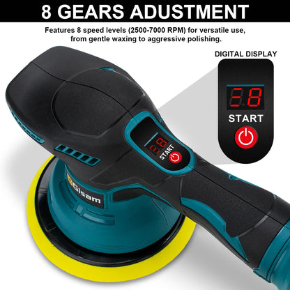 Gisam Cordless Car Polisher 8 Gears Adjustable Auto Electric Waxing Sanding Sealing Glaze Power Tool Fit Makita 18v Battery Pin