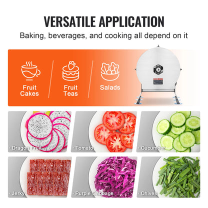 SucceBuy Electric Vegetable Slicer 0-12mm Thickness Adjustable Commercial Slicer Machine Stainless Steel Food Cutter Machine