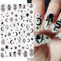 Black and White Love Flowers Line Art 3D Stickers Nail Decals Nail Art Accessories Butterfly Rose Nail Stickers Nail Sliders