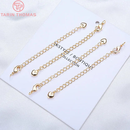 (3564) Full Length 85MM 24K Gold Color Plated Brass Extender Chain with Lobster Clasps High Quality Jewelry Accessories