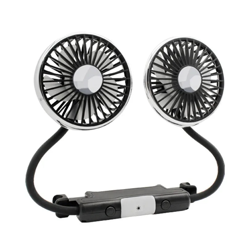 EAFC Car USB Fan Dual Head Cooling Air Fan Independent Switch 3-Speed 360 Degree Adjustable Auto Fan Car Electrical Appliances