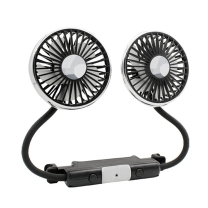 EAFC Car USB Fan Dual Head Cooling Air Fan Independent Switch 3-Speed 360 Degree Adjustable Auto Fan Car Electrical Appliances