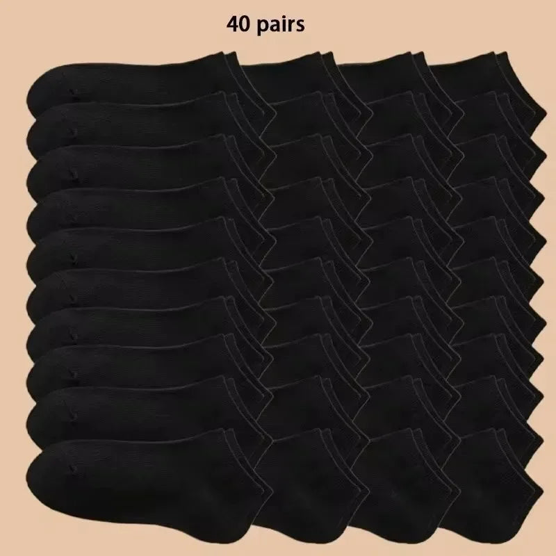 5/10/40Pairs Summer Solid Low Cut Ankle Socks Men Women Sports Socks Odor Proof Sweat Absorbing Sock Male lady Hosiery