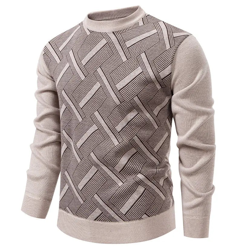 New Sweater Men Casual Knitted Pullover Solid Color Warm Regular Fit Round Neck Sweater Pullovers Mens Sweatwear