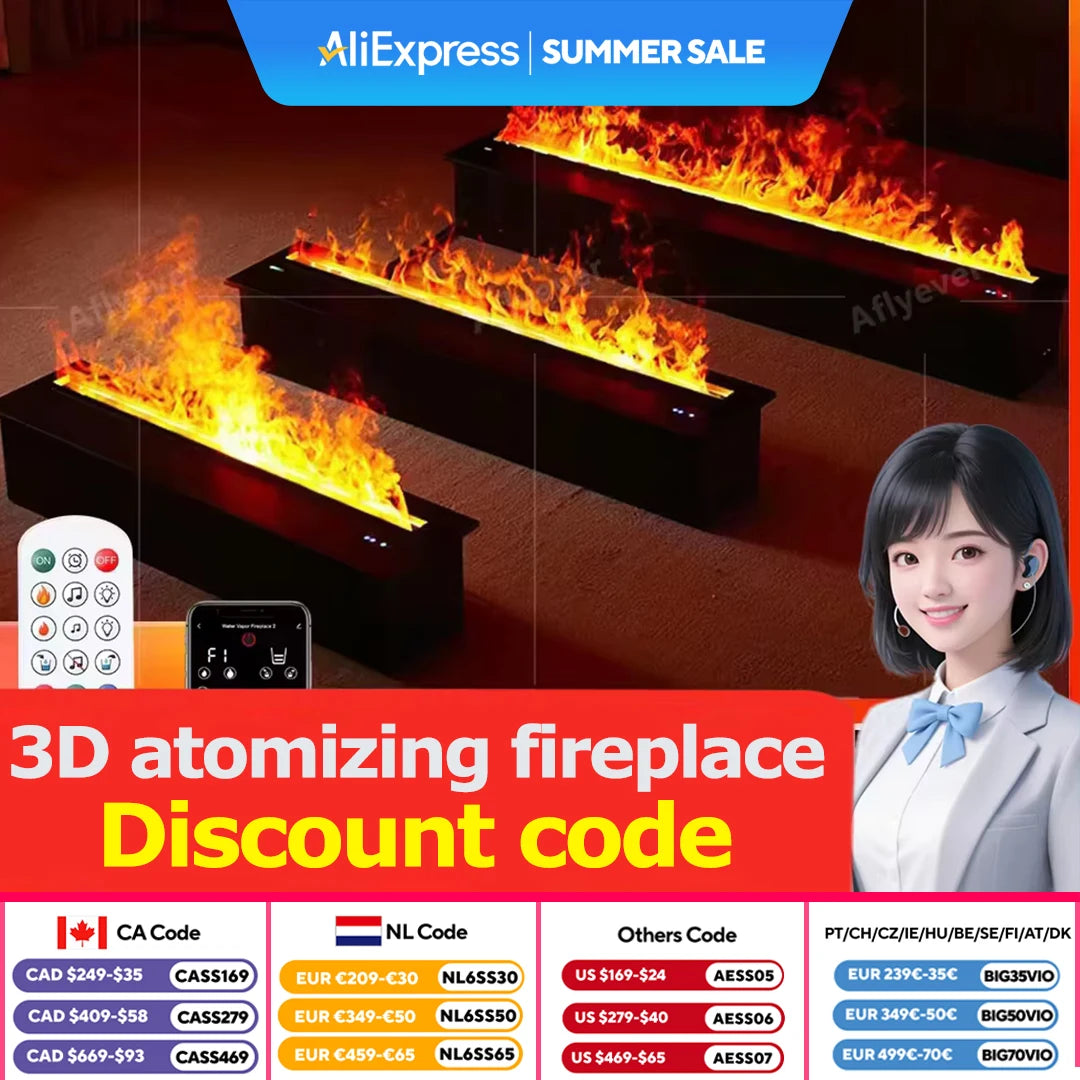 Intelligent Water Replenishment Multi-Color Atomization Fireplace Designer Luxury Home Decoration 3D Atomization Fireplace