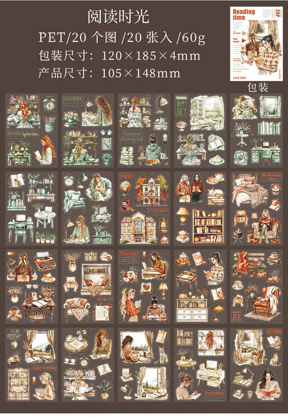JIANQI 20 Sheets PET Die cut Stickers book Girl's Handbook Decorative handmade Scrapbooking Material Diary Album Craft Supplies