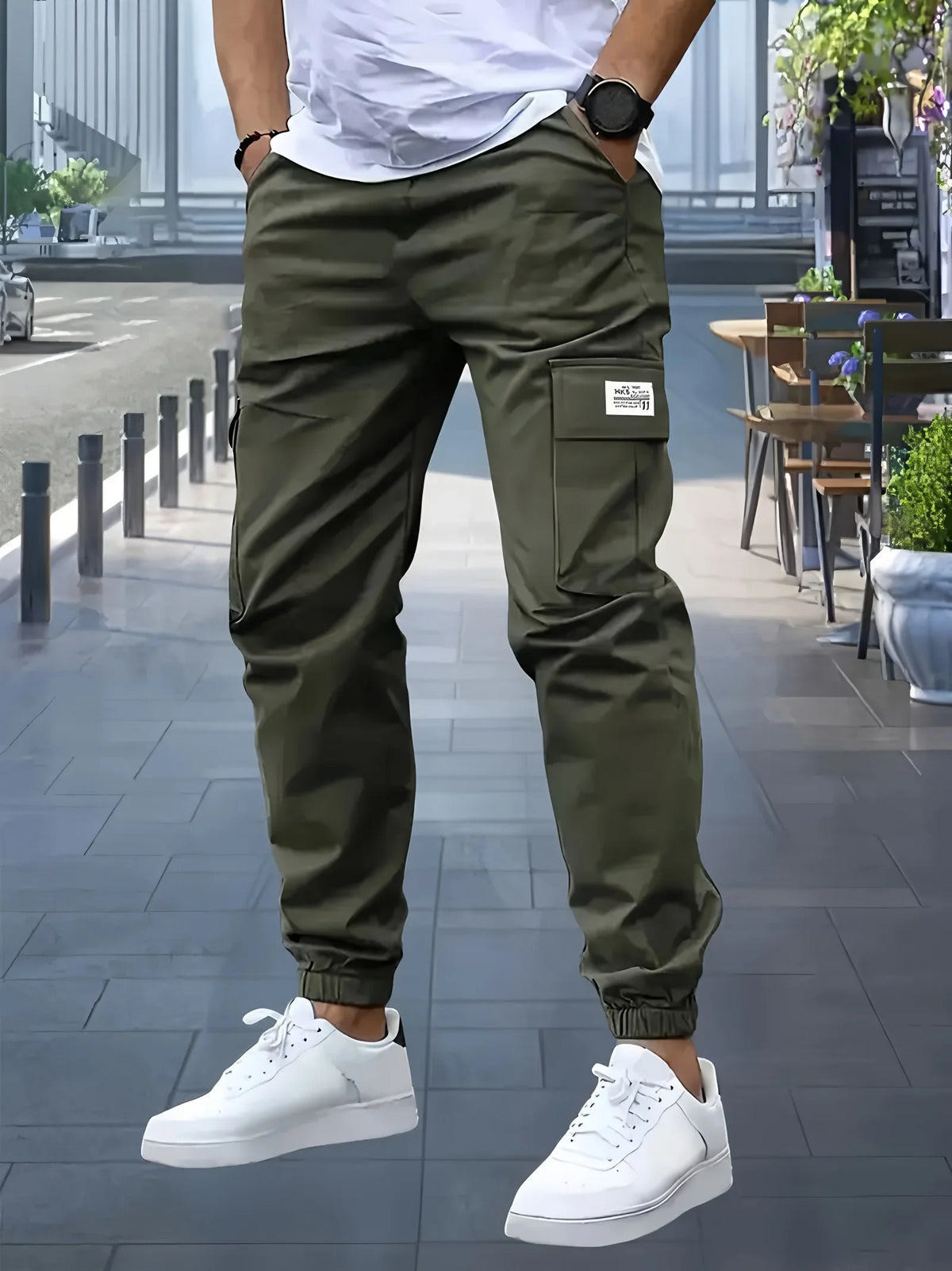 Men's Cargo Pants Sweatpants Outdoor Bunched Long Trousers  Casual Autumn Multi-Pocket Durable Workwear Male Trousers