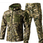 New Shark Shell Beetle Suit Winter Camo Fleece Lined Thickened Softshell Jacket Pants Set Plus Size Windproof Thermal Outdoor Ge