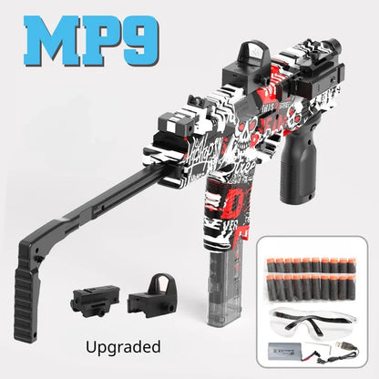 MP9 Toy Gun Electric Foam Dart Blaster Soft Bullet Submachine Gun Automatic Shooting Toys for Adults Teens Outdoor Battle Games