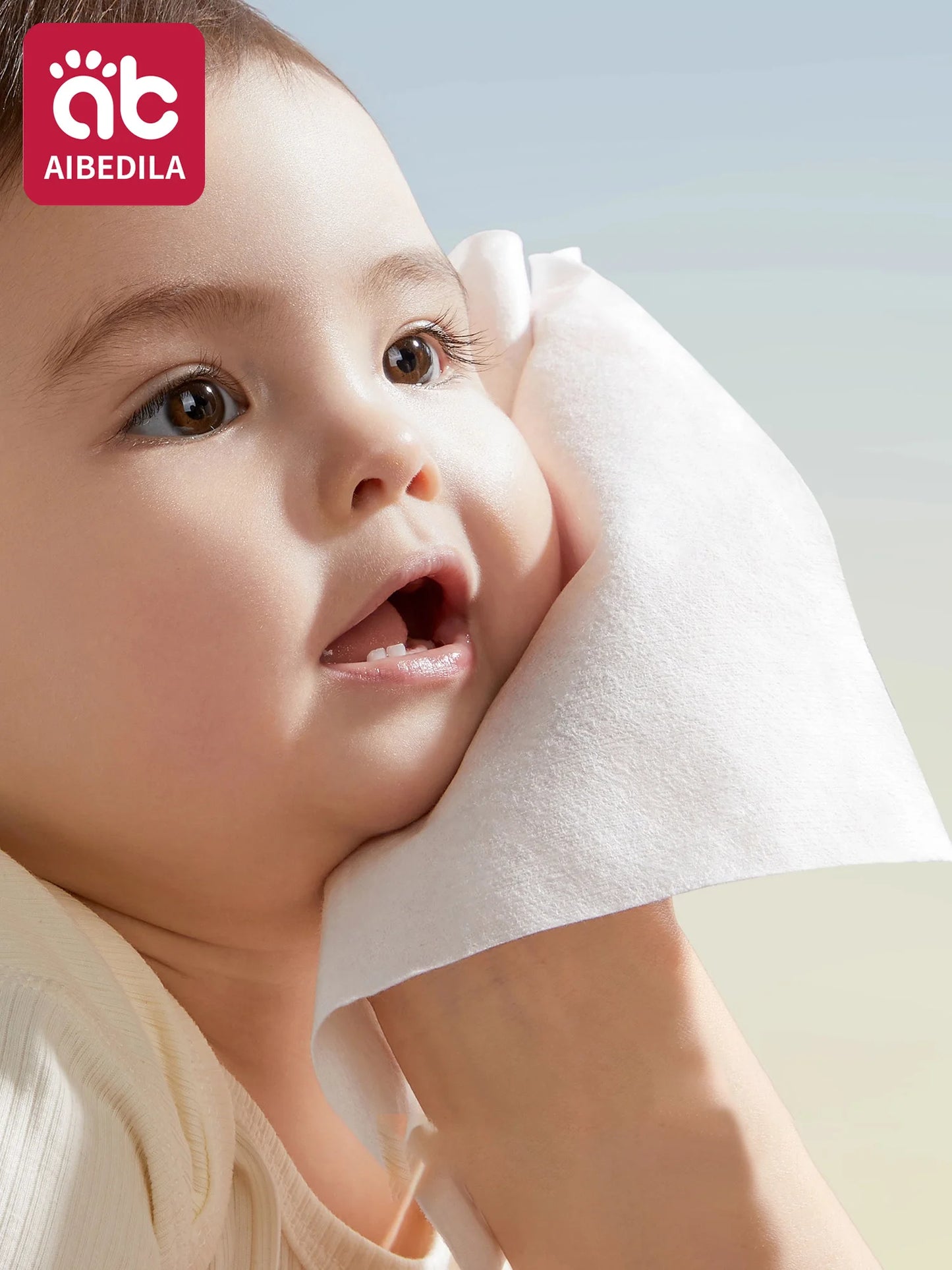 AIBEDILA Newborn Baby Cotton Dry Wipes Unscented Hypoallergenic 3-in-1 Clean Care Thick Facial Towels for Sensitive Infant Skin