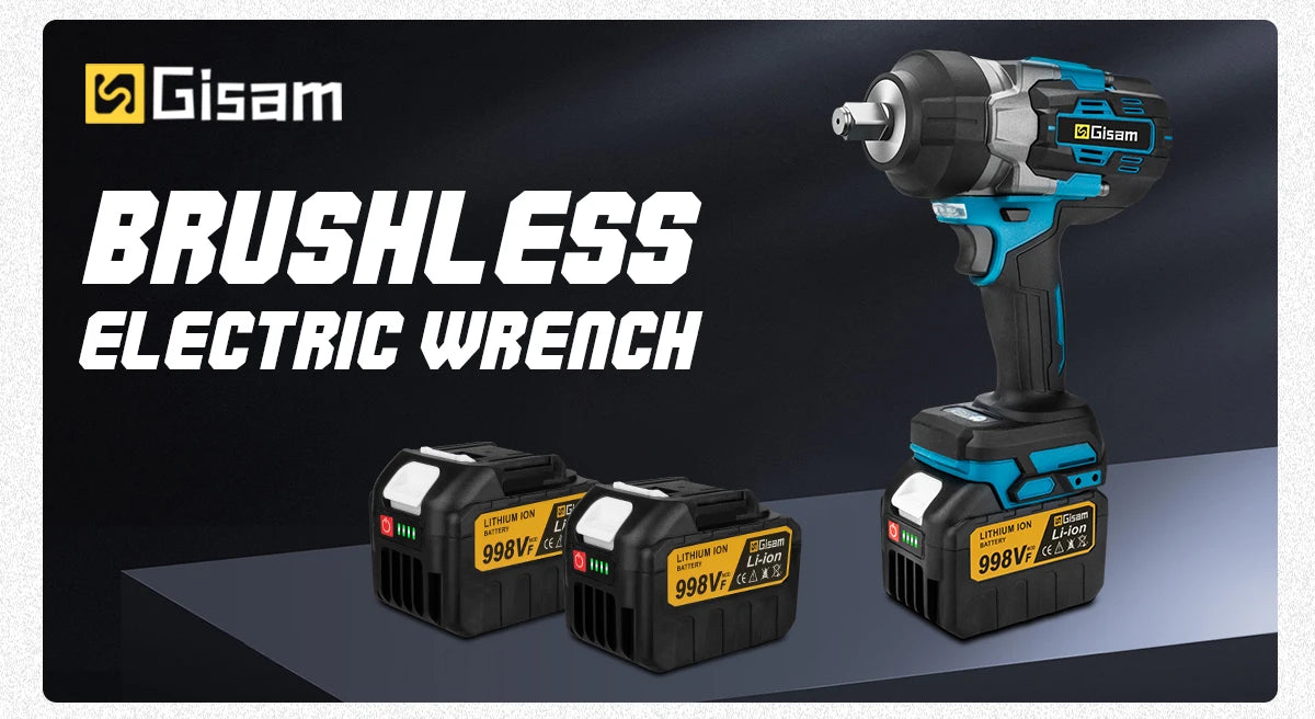 Gisam 2800N.M Torque Brushless Electric Impact Wrench 1/2 inch Screwdriver Cordless Wrench Power Tool For Makita 18V Battery Pin