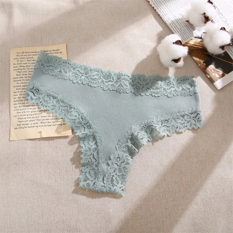 3Pcs/set Women Cotton Lace Panties Floral Intimate Underwear Trendy Patchwork Lace Briefs Female Soft Underpants Lingerie S-XL