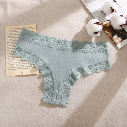 3Pcs/set Women Cotton Lace Panties Floral Intimate Underwear Trendy Patchwork Lace Briefs Female Soft Underpants Lingerie S-XL